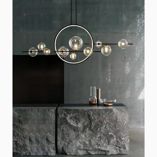 MIRODEMI Acqualagna White Black Glass Bubble LED Chandelier For Home