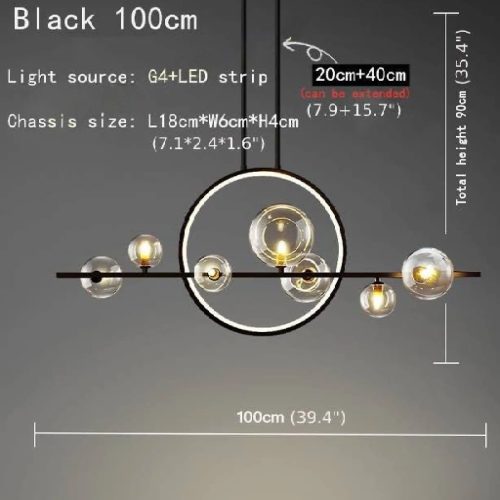 MIRODEMI Acqualagna White Black Glass Bubble LED Chandelier For House