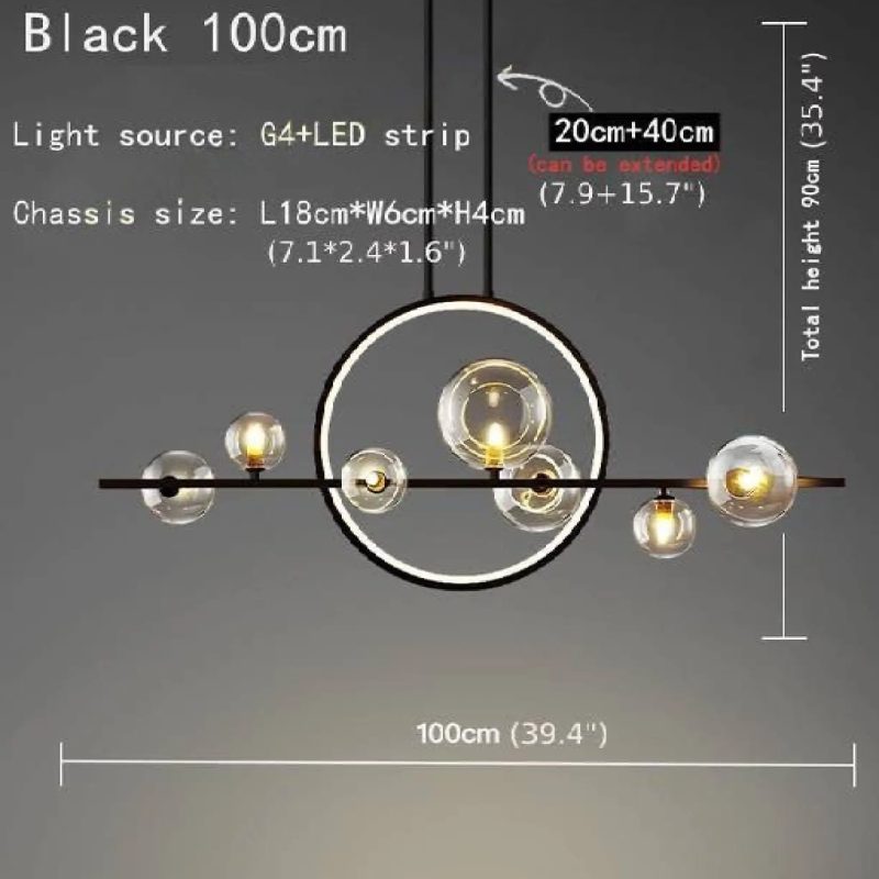 MIRODEMI Acqualagna White Black Glass Bubble LED Chandelier For House