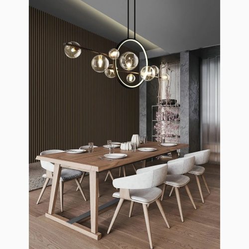 MIRODEMI Acqualagna White Black Glass Bubble LED Chandelier For Kitchen Table