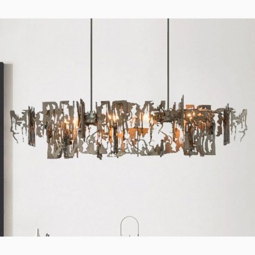 MIRODEMI Acquanegra Cremonese Incredible Postmodern Grey Gold Metal Art Rectangle Chandelier For Dining room