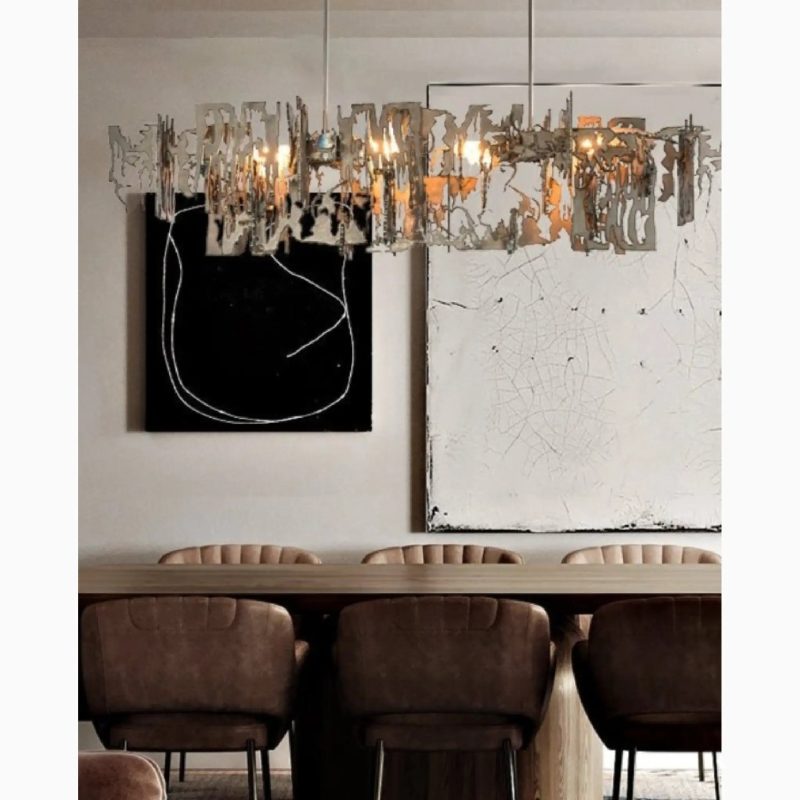 MIRODEMI Acquanegra Cremonese Lovely Postmodern Grey Gold Metal Art Rectangle Chandelier For Dining room