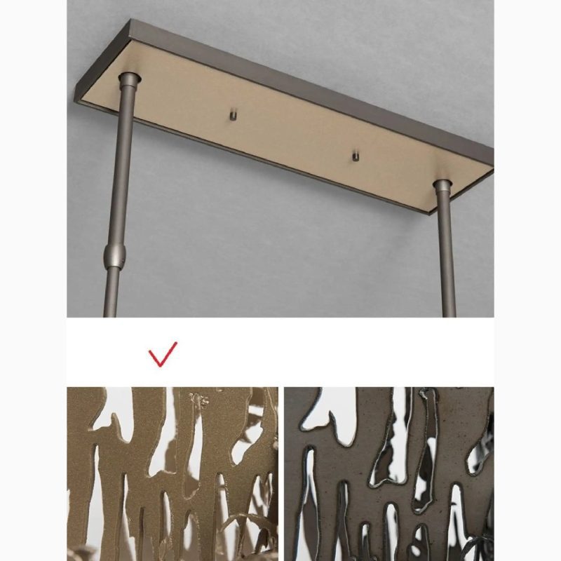 MIRODEMI Acquanegra Cremonese Postmodern Creative Grey Gold Metal Art Rectangle Chandelier For Lovely Dining room