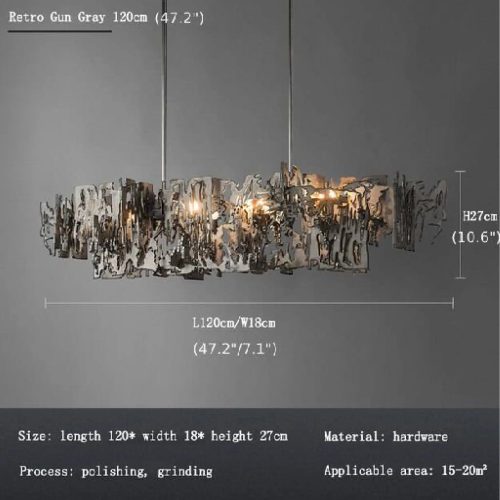 MIRODEMI Acquanegra Cremonese Postmodern Grey Gold Metal Art Rectangle Chandelier For Dining room Sizes