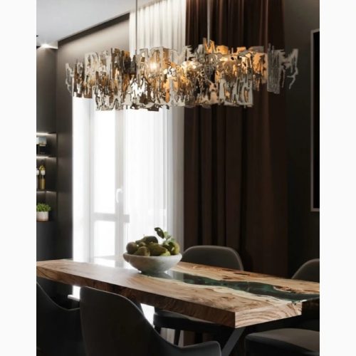 MIRODEMI Acquanegra Cremonese Postmodern Grey Gold Metal Art Rectangle Chandelier For Kitchen