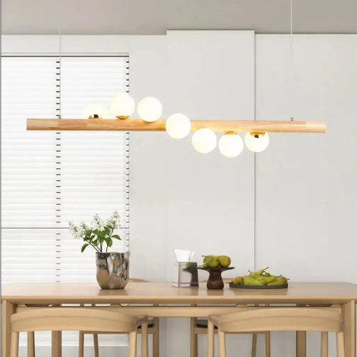 MIRODEMI Acquanegra sul Chiese Nordic Wood color Glass LED Chandelier For Kitchen Table