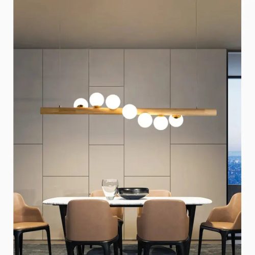 MIRODEMI Acquanegra sul Chiese Nordic Wood color Glass LED Chandelier For Office