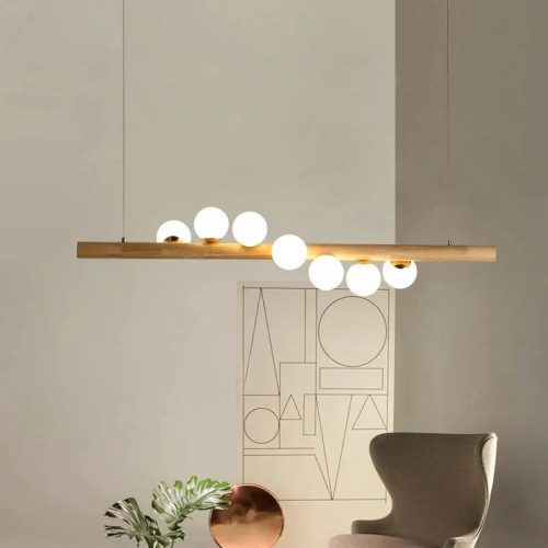 MIRODEMI Acquanegra sul Chiese Nordic Wood color Glass ball LED Chandelier For Home