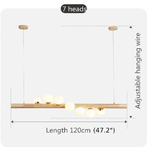 MIRODEMI Acquanegra sul Chiese Nordic Wood color Glass ball LED Chandelier For Kitchen Island Sizes