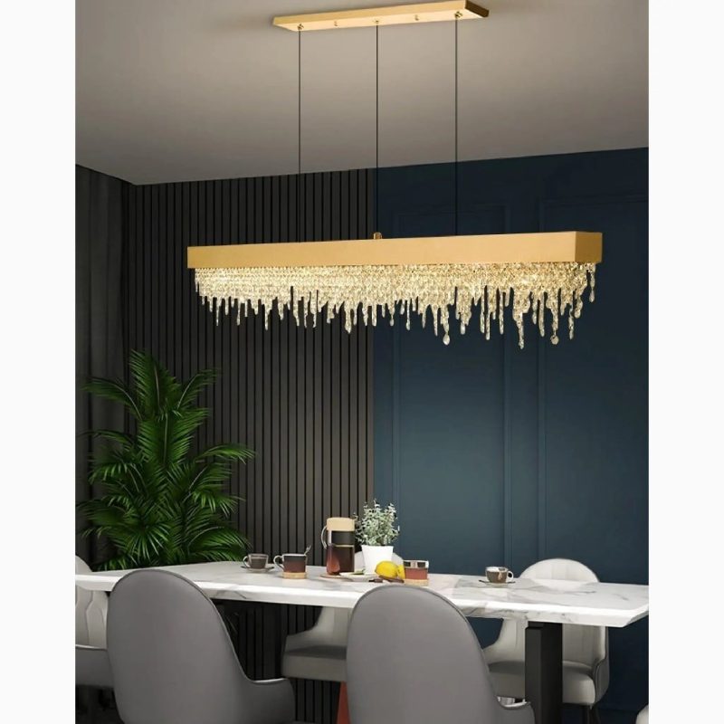 MIRODEMI Acquapendente Gold Chrome Black Modern Rectangle Chandelier for Dining Room S2024S