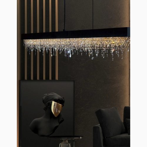 MIRODEMI Acquapendente Gold Chrome Black Modern Rectangle Chandelier for Living Room S2024S