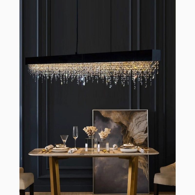 MIRODEMI Acquapendente Gold Classy Chrome Black Modern Rectangle Chandelier for Dining Room S2024S