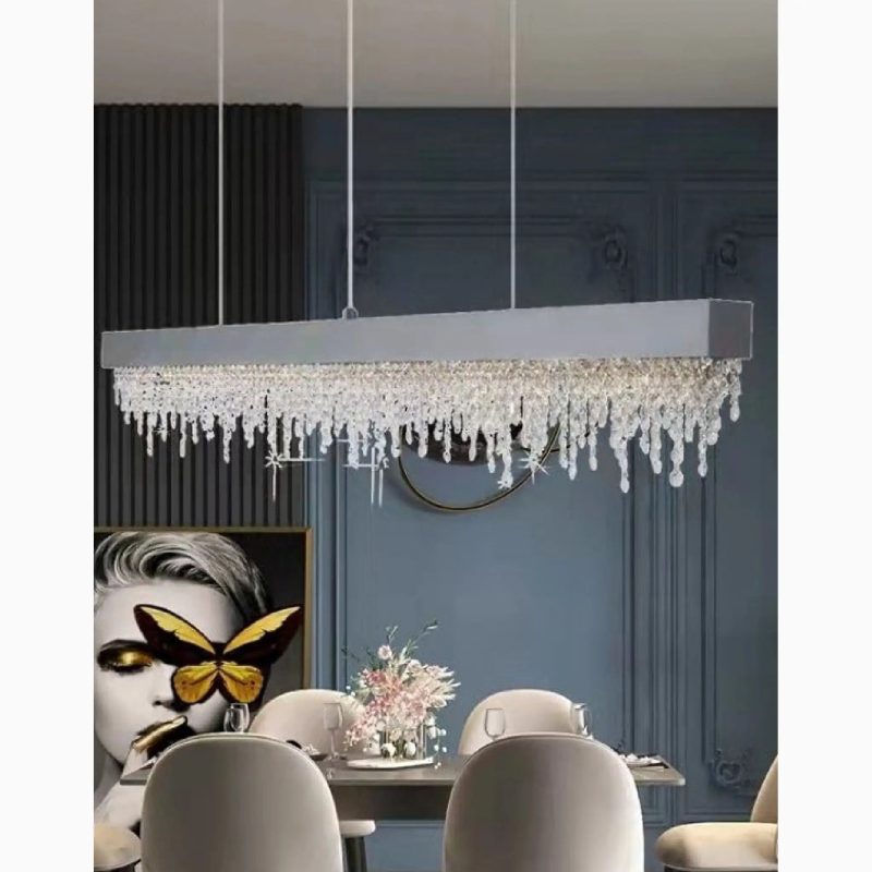 MIRODEMI Acquapendente Gold Stylish Modern Chrome Black Modern Rectangle Chandelier for Dining Room S2024S