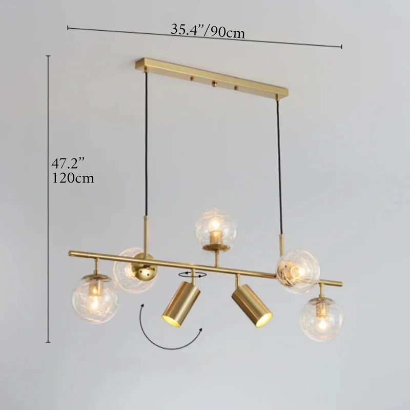 MIRODEMI Acquappesa Gold Pendant Chandelier With Round Bulbs