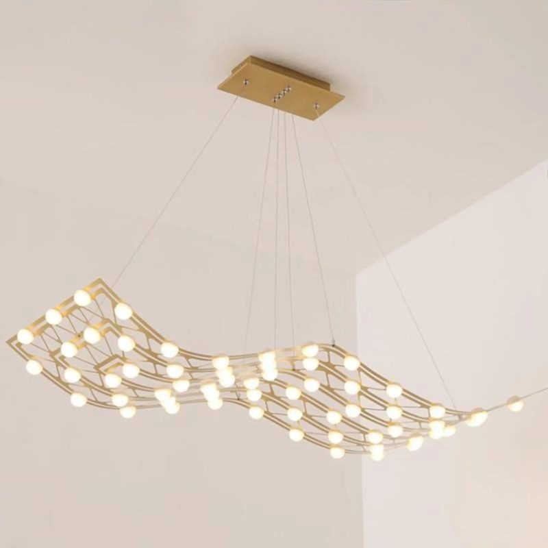 MIRODEMI® Acquasanta Terme | Chic Gold Wave-Shaped Pendant Light