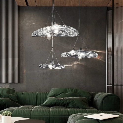 MIRODEMI® Adelboden | Silver Glass Aesthetic Chandelier For Dining Room