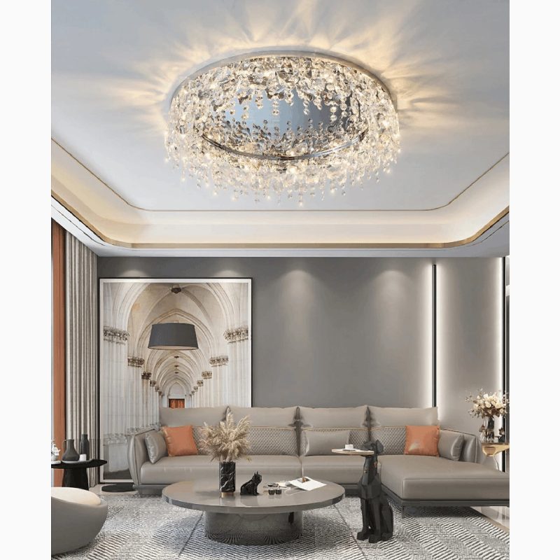 MIRODEMI Adro Round Modern Chrome Chandelier