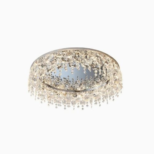 MIRODEMI Adro Round Modern Chrome Gold Crystal Ceiling Chandelier