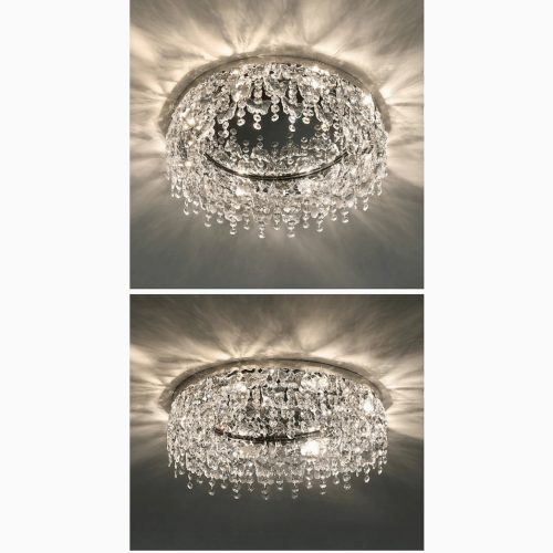 MIRODEMI Adro Round Modern Chrome Gold Crystal Ceiling Chandelier For Bedroom