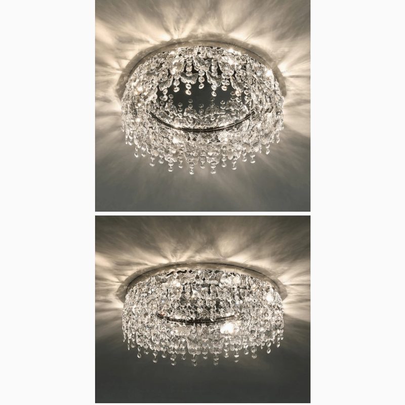 MIRODEMI Adro Round Modern Chrome Gold Crystal Ceiling Chandelier For Bedroom