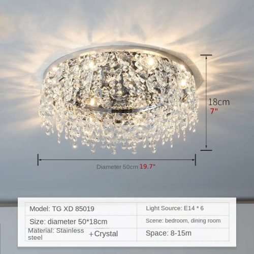 MIRODEMI Adro Round Modern Chrome Gold Crystal Ceiling Chandelier For Home 50cm 1