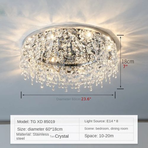 MIRODEMI Adro Round Modern Chrome Gold Crystal Ceiling Chandelier For Home 60cm 1