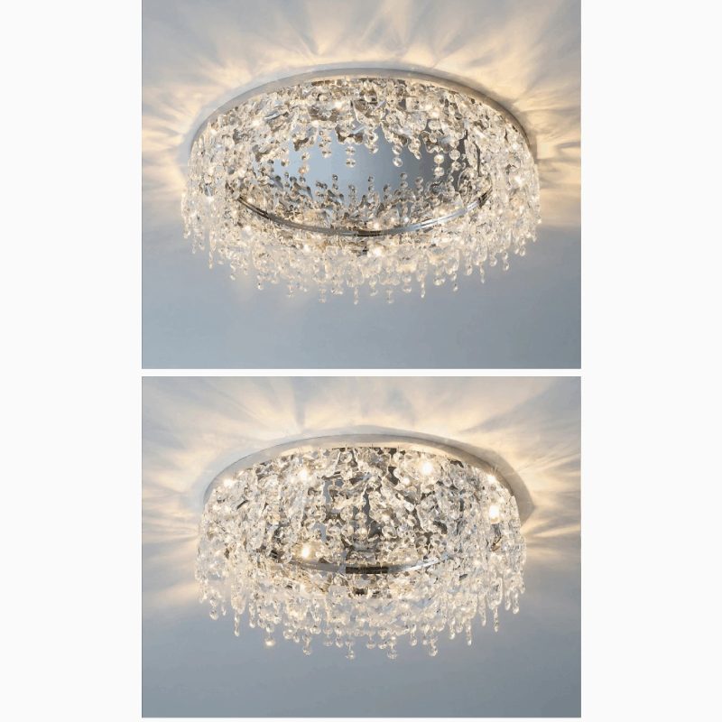 MIRODEMI Adro Round Modern Chrome Gold Crystal Ceiling Chandelier For Living Room