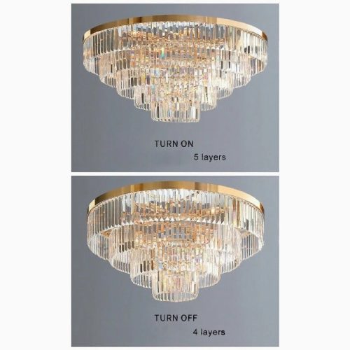 MIRODEMI® Afragola | Contemporary gold crystal ceiling chandelier on off