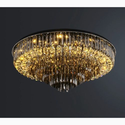 MIRODEMI Africo Round Modern Black Crystal Chandelier