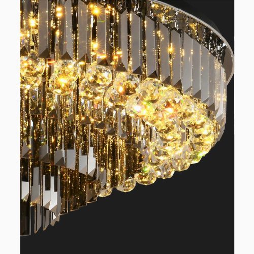 MIRODEMI Africo Round Modern Black Crystal Chandeliers