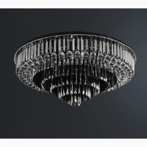 MIRODEMI Africo Round Modern Black Crystal Lamp