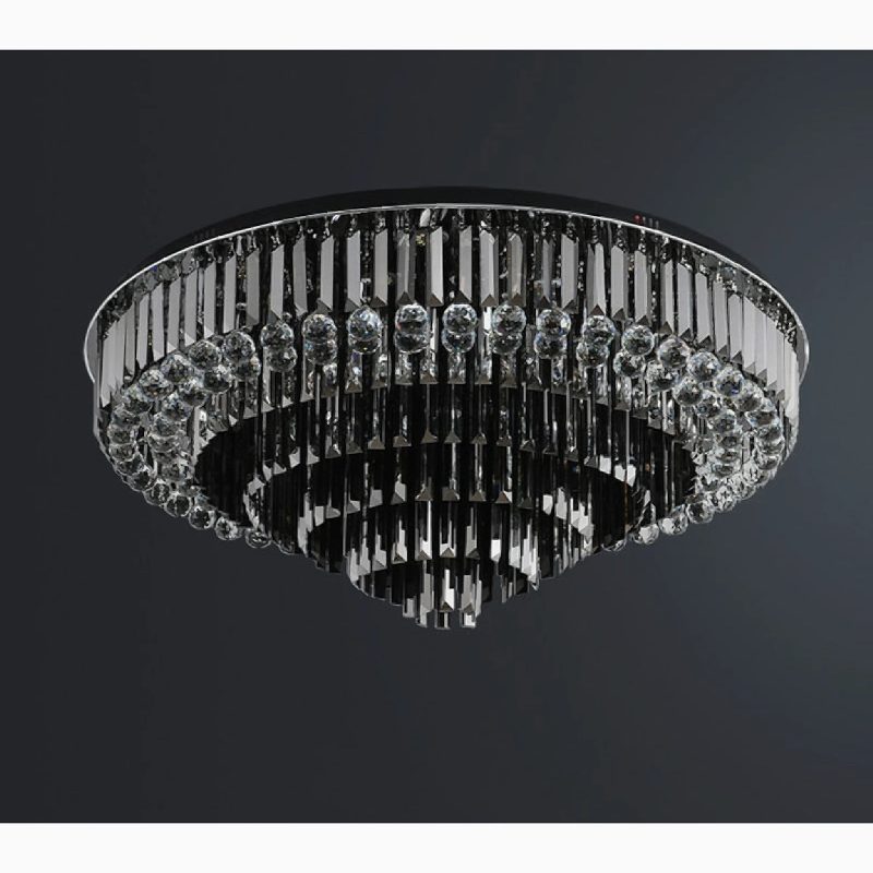 MIRODEMI Africo Round Modern Black Crystal Lamp