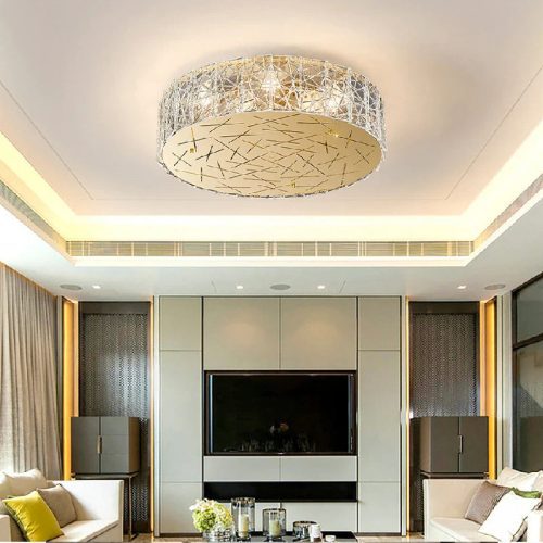 MIRODEMI Agazzano Round Gold Crystal Chandelier For Living Room