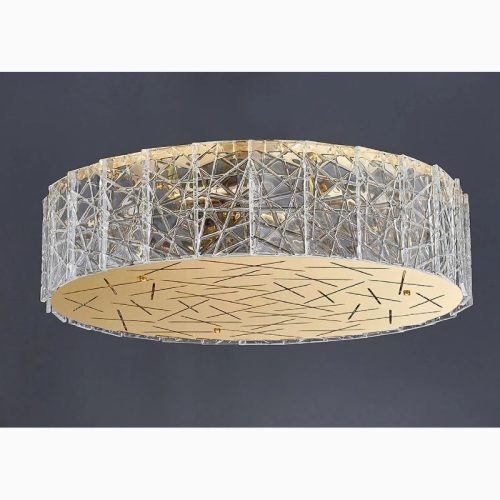 MIRODEMI Agazzano Round Gold Crystal Chandelier For Living Room Light Off