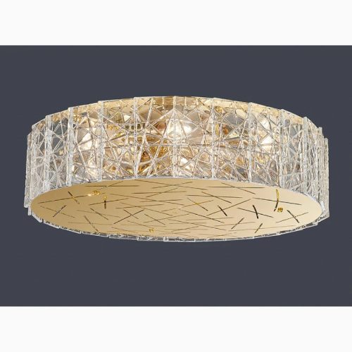 MIRODEMI Agazzano Round Gold Crystal Chandelier For Living Room Light On