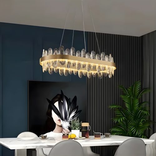 MIRODEMI® Agna | Creative Rectangle Hanging Crystal LED Chandelier for Living Room