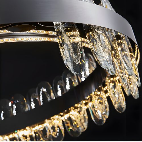 MIRODEMI Agna Creative Rectangle Hanging Crystal LED Chandelier for Luxury House