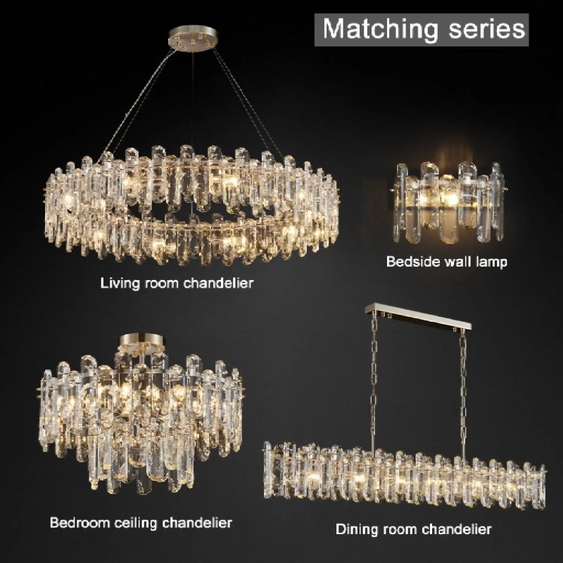 MIRODEMI Agnana Calabra Creative Rectangle rystal Ceiling LED Chandelier for Living Room Matching Series