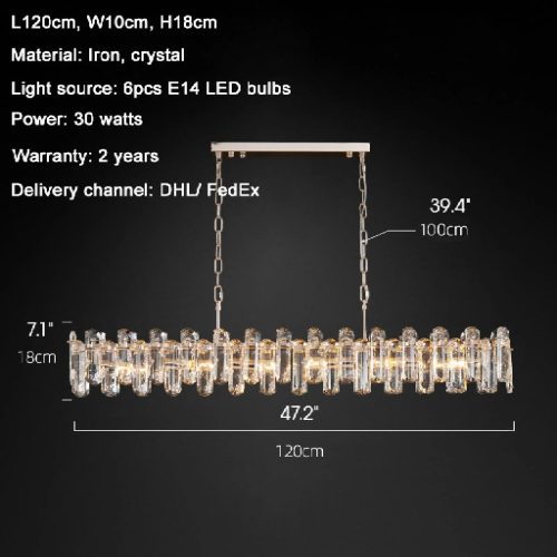 MIRODEMI Agnana Calabra Creative Rectangle rystal Ceiling LED Chandelier for Living Room Parameters