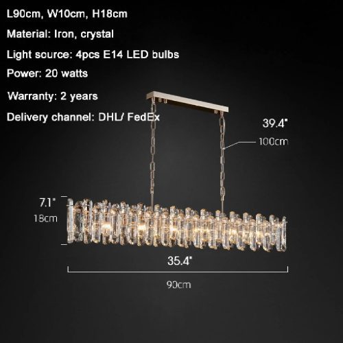 MIRODEMI Agnana Calabra Creative Rectangle rystal Ceiling LED Chandelier for Living Room Sizes