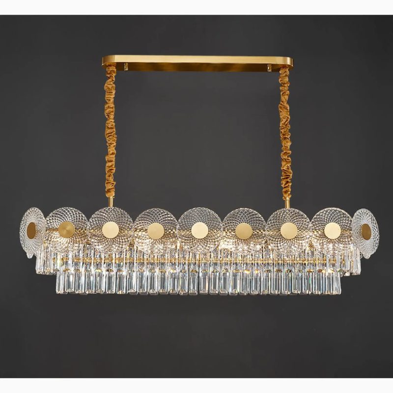 MIRODEMI Agnone Creative Rectangle Crystal LED Chandelier for Cozy House