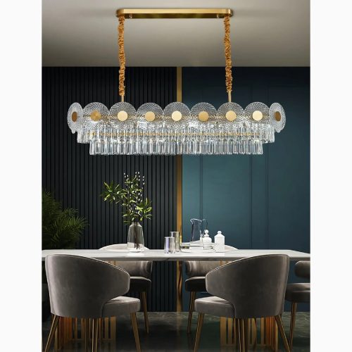 MIRODEMI Agnone Creative Rectangle Crystal LED Chandelier for House