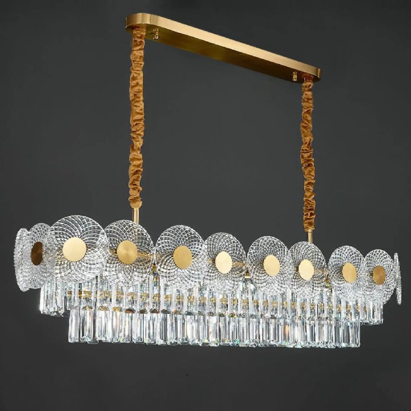 MIRODEMI Agnone Creative Rectangle Crystal LED Chandelier for Living Room