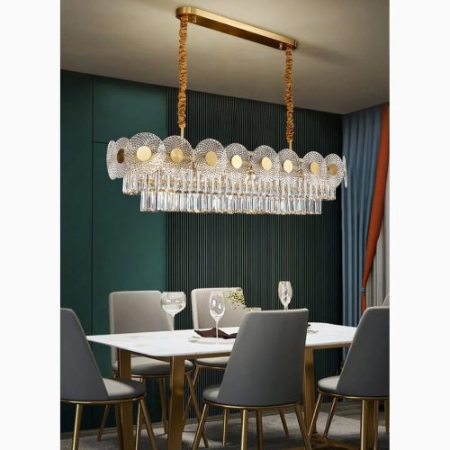 MIRODEMI Agnone Creative Rectangle Crystal LED Chandelier for Lovely Home