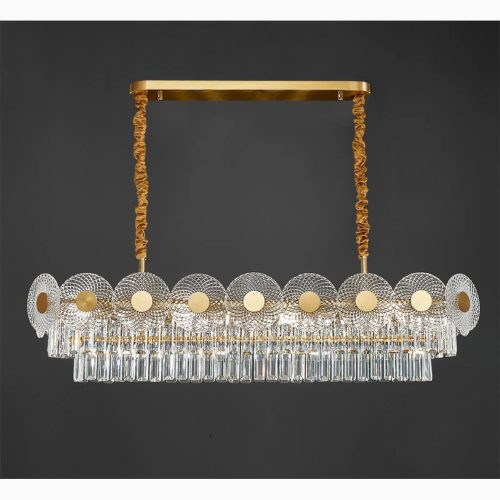 MIRODEMI Agnone Elite Creative Rectangle Crystal LED Chandelier for Dining Room