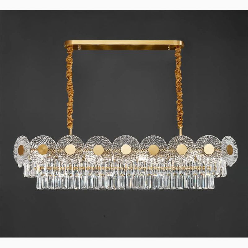 MIRODEMI Agnone Elite Creative Rectangle Crystal LED Chandelier for Dining Room