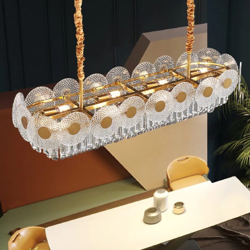 MIRODEMI Agnone Incredible Creative Rectangle Crystal LED Chandelier for Dining Room