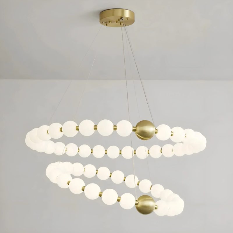 MIRODEMI Agosta | Luxury Large Round White Pearl Ring Chandelier