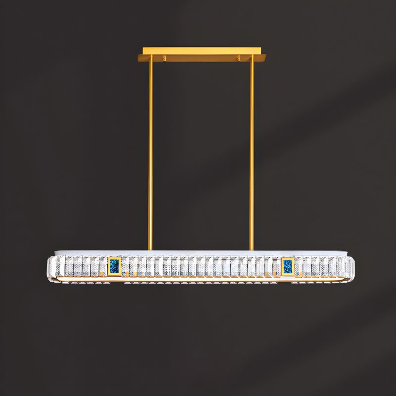 MIRODEMI Aiello Calabro | Luxury Contemporary Rectangle LED Crystal Pendant Chandelier for Kitchen