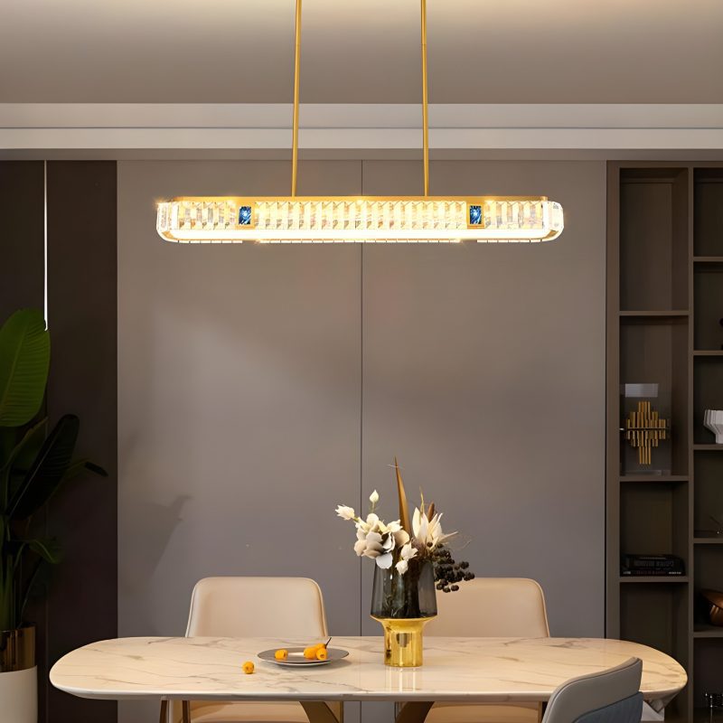 MIRODEMI Aiello Calabro | Luxury Contemporary Rectangle LED Crystal Pendant Chandelier for Living Room